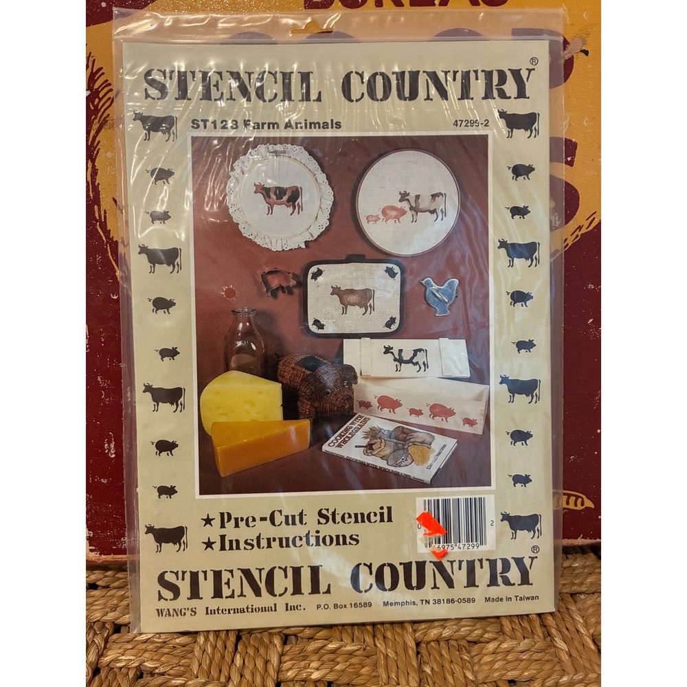 Stencil Country Farm Animals ST123 UnWhite New Vintage Pre-Cut Stenci